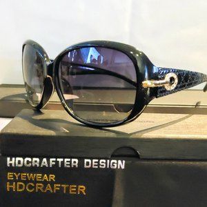 Womens Polarized Sunglasses 100%UV Purple Lens 60mm Black/Gold Oversized Frame